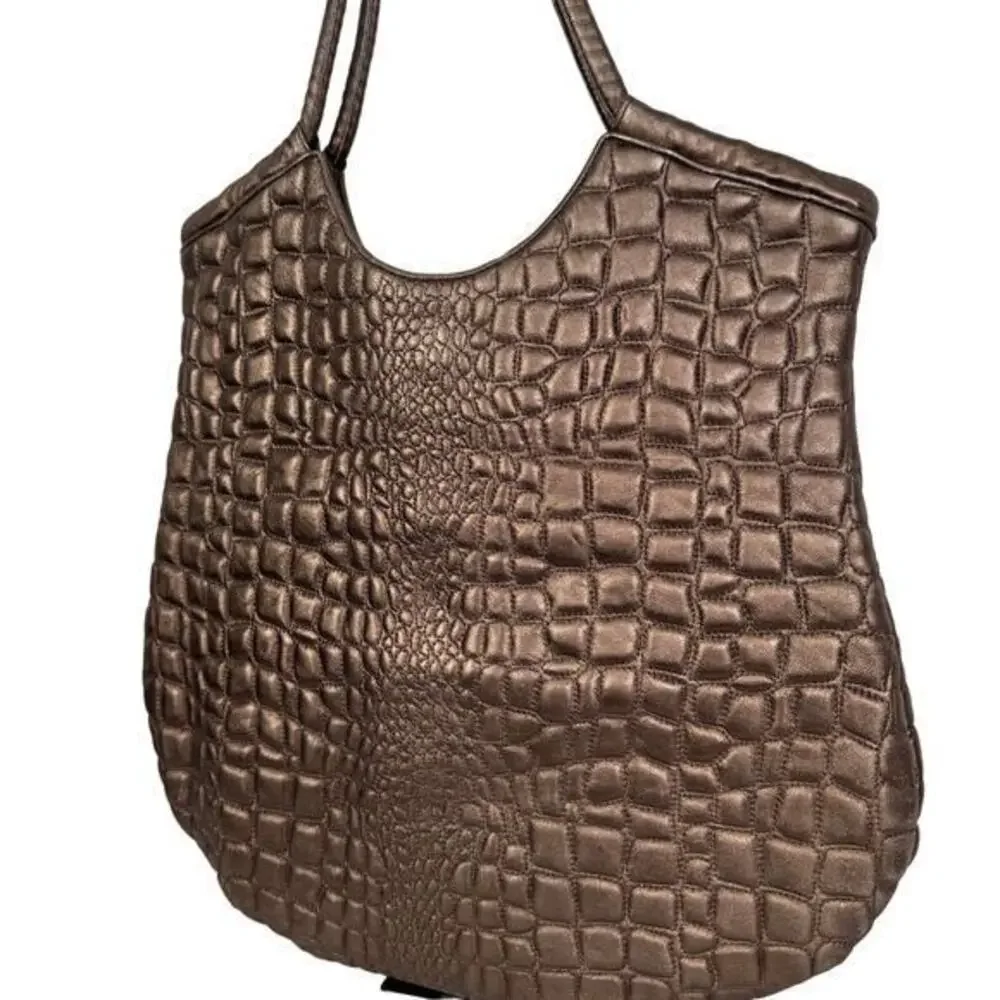 Vintage Y2K Hobo‎ International Quilted Bronze Large Shoulder Bag